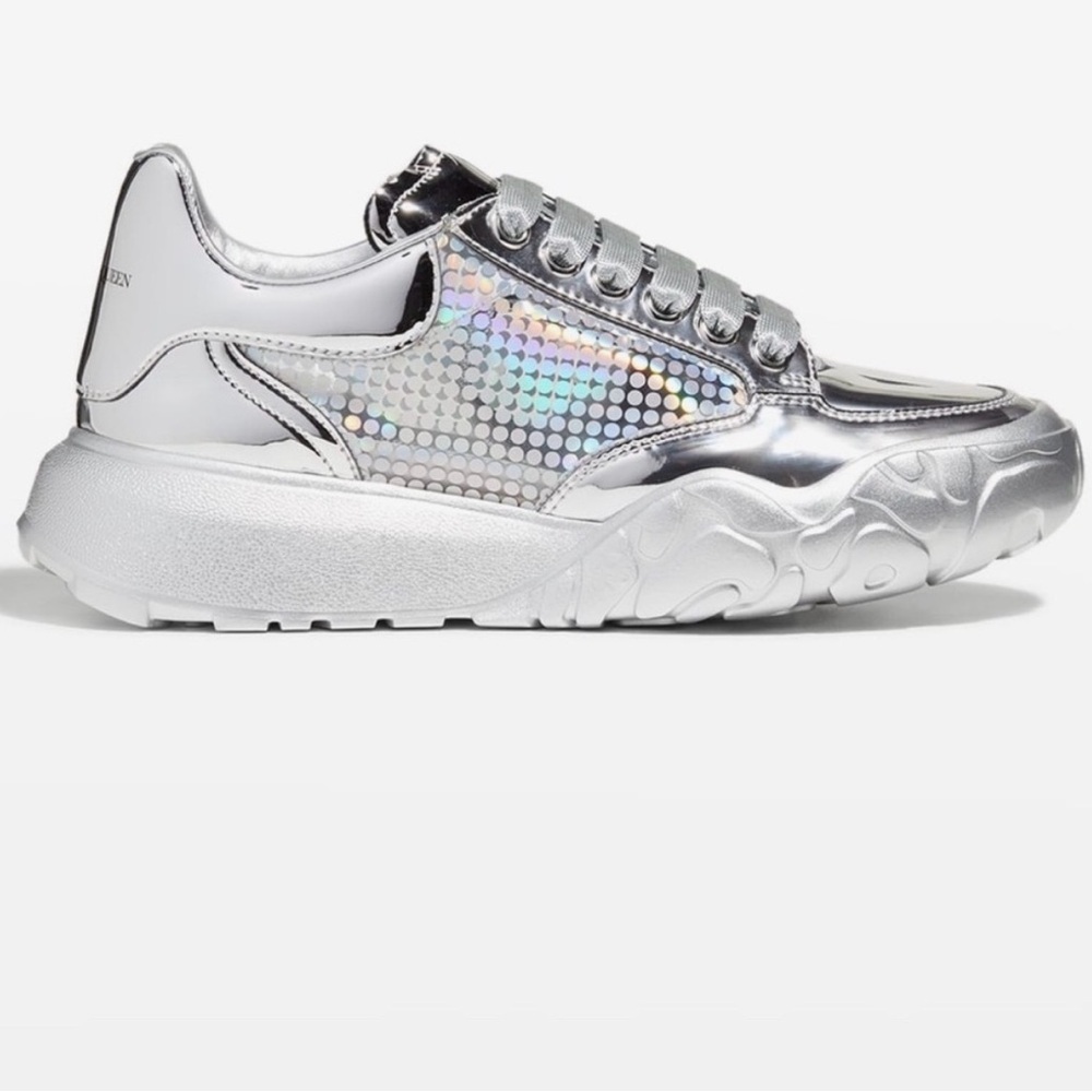 Alexander McQueen Silver Holographic Athletic Shoes